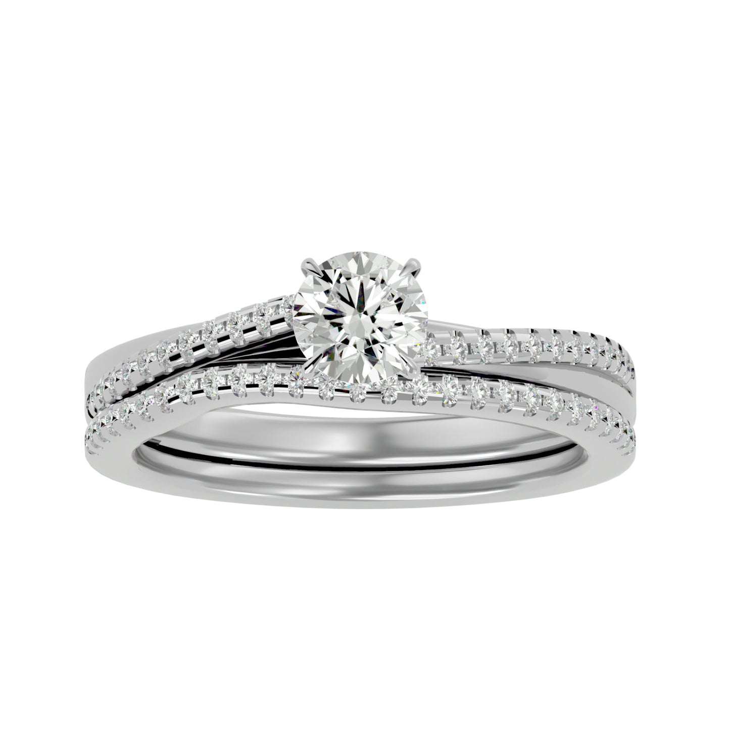 Anvi solitaire diamond engagement ring with matching band