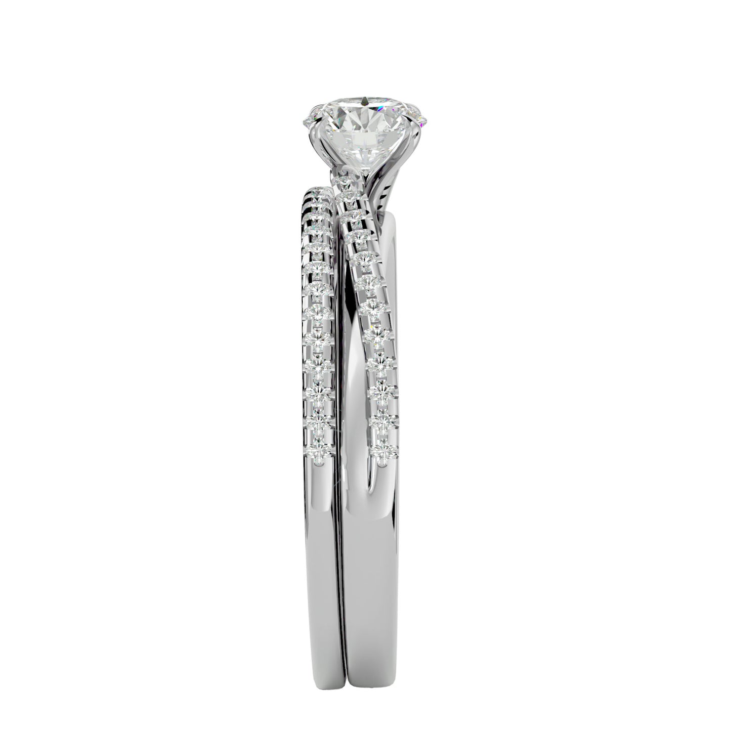 Anvi solitaire diamond engagement ring with matching band