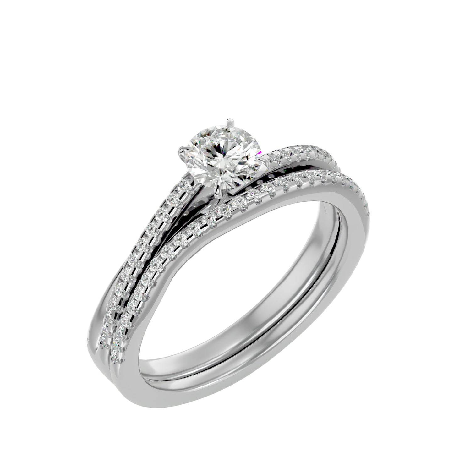 Anvi solitaire diamond engagement ring with matching band