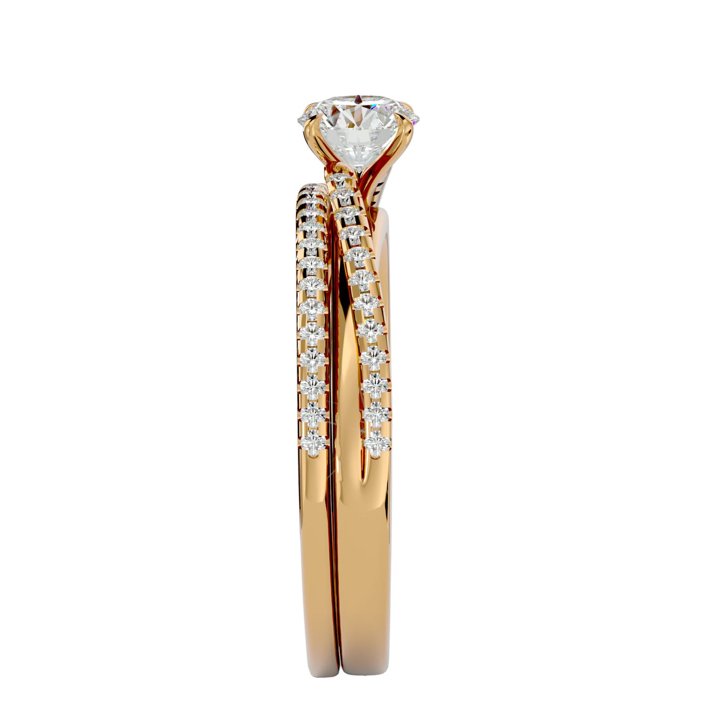 Anvi solitaire diamond engagement ring with matching band