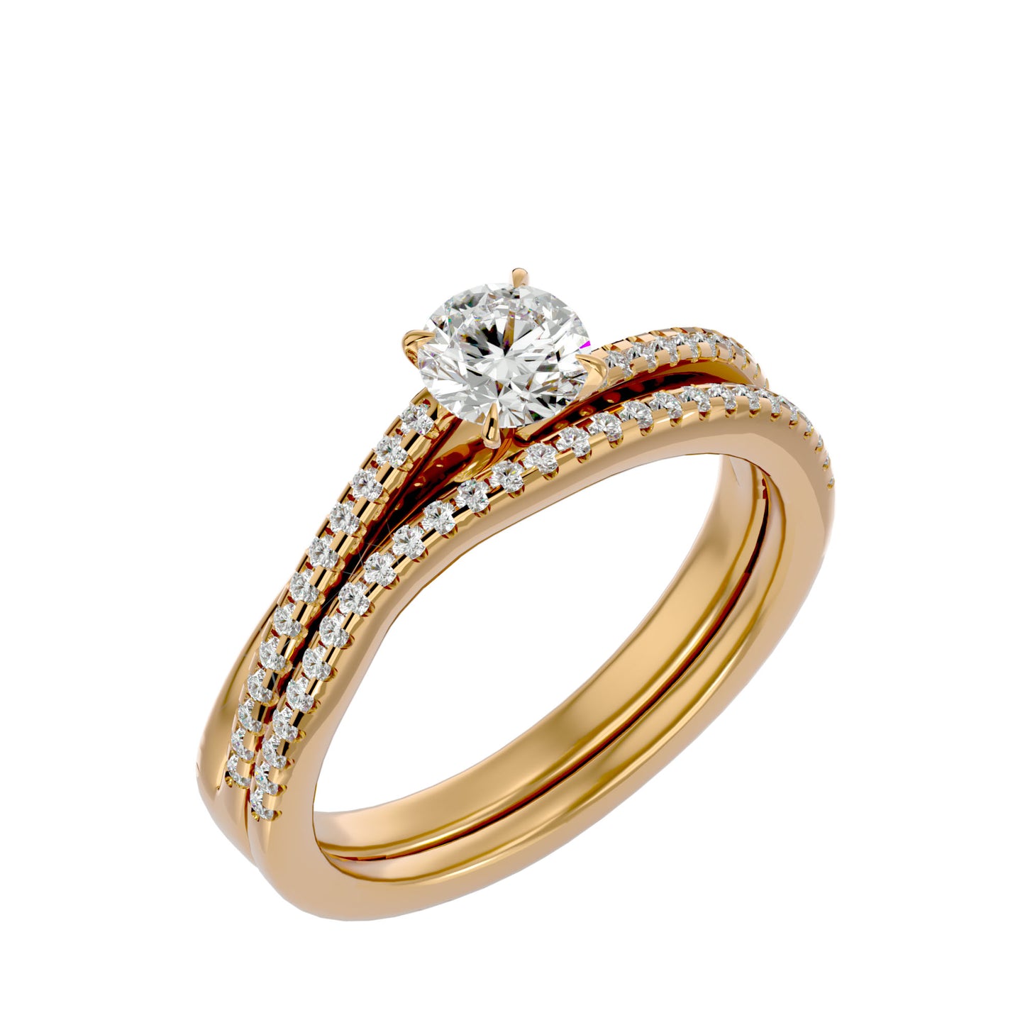 Anvi solitaire diamond engagement ring with matching band