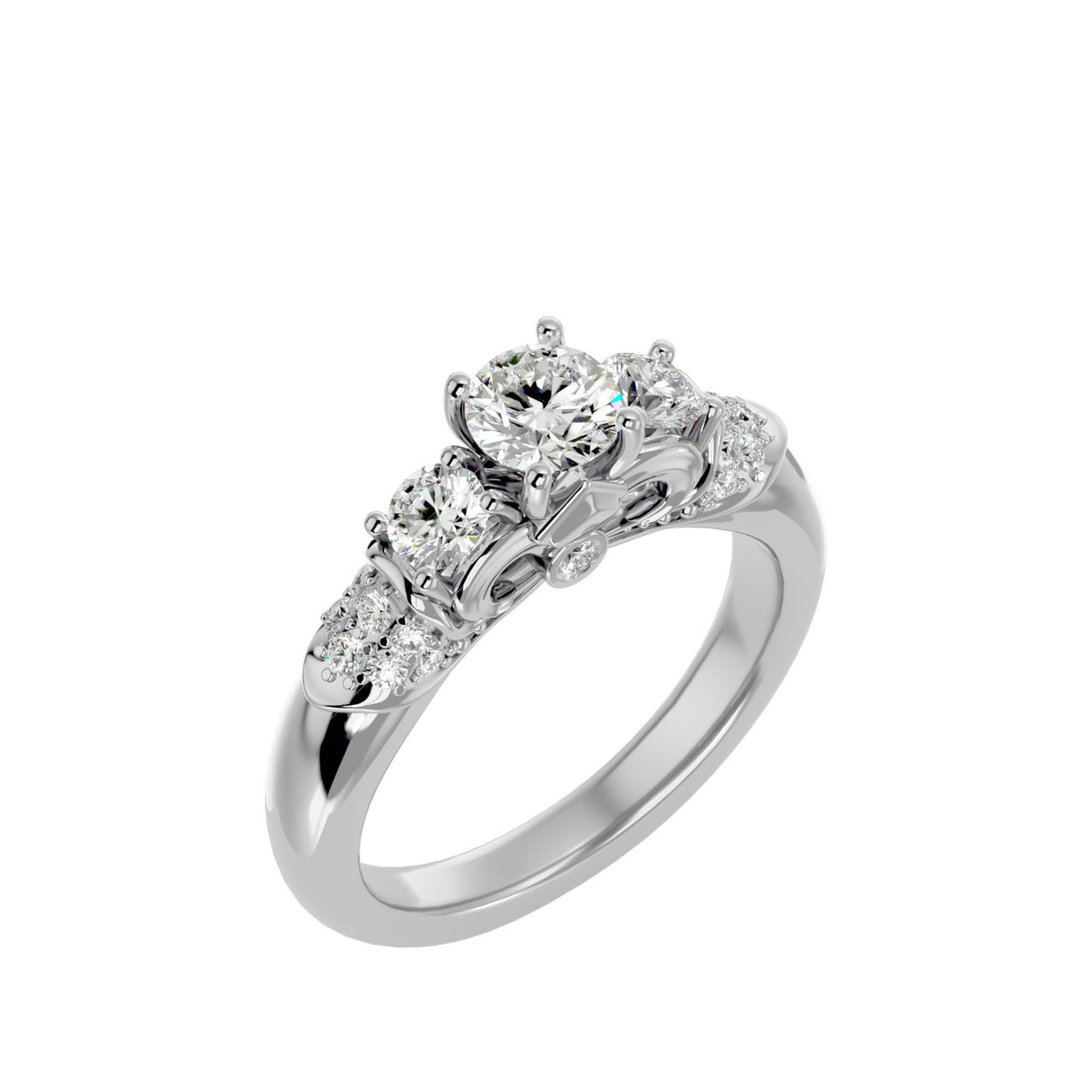 Faye three stone diamond engagement ring