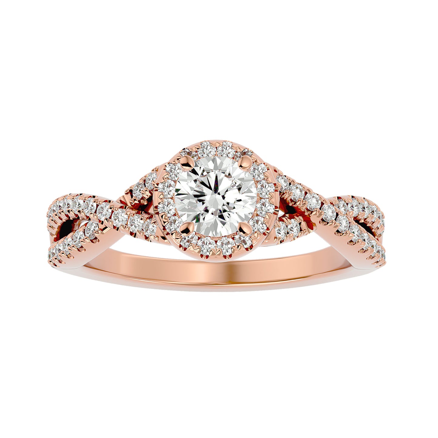 Sky criss cross diamond engagement ring