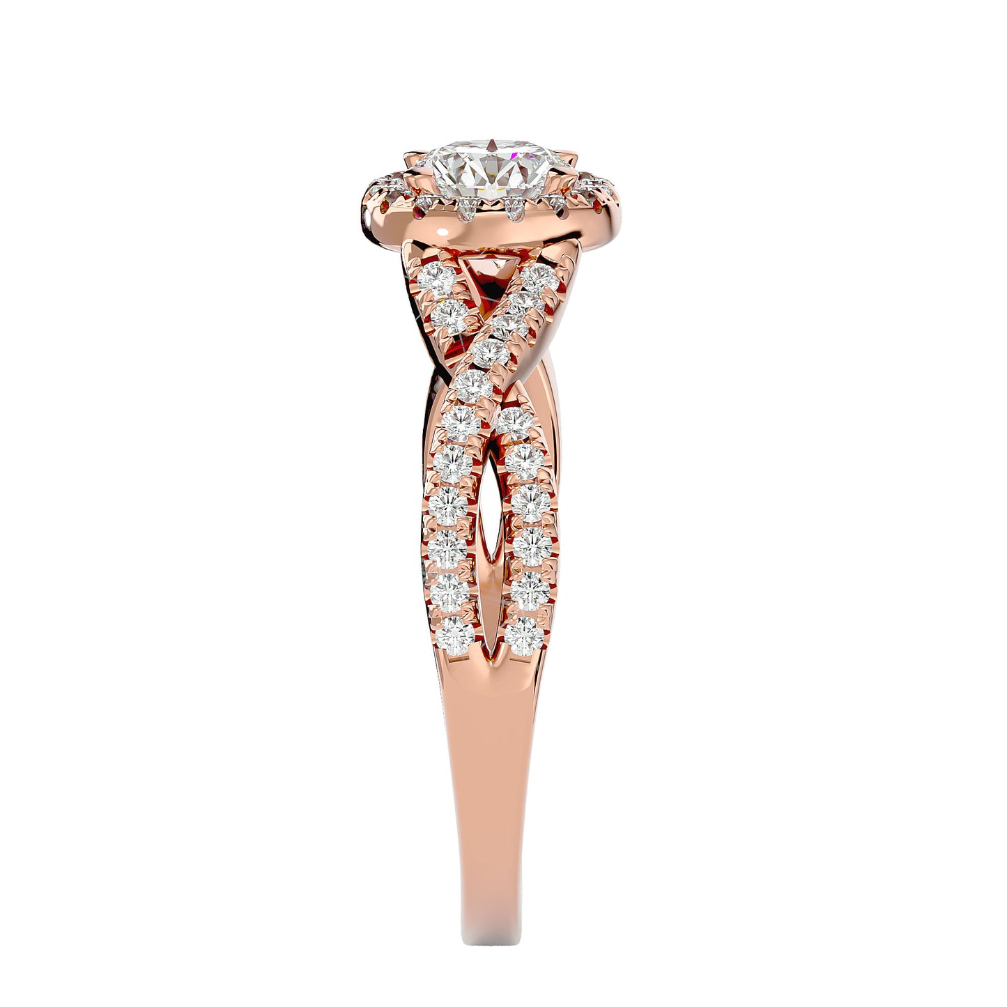 Sky criss cross diamond engagement ring