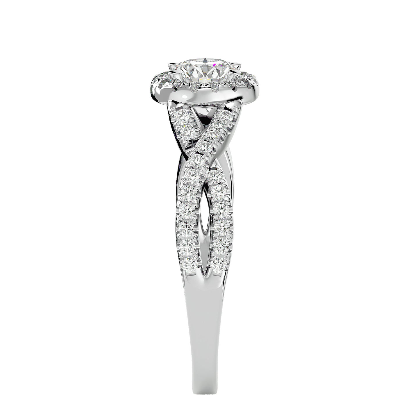 Sky criss cross diamond engagement ring