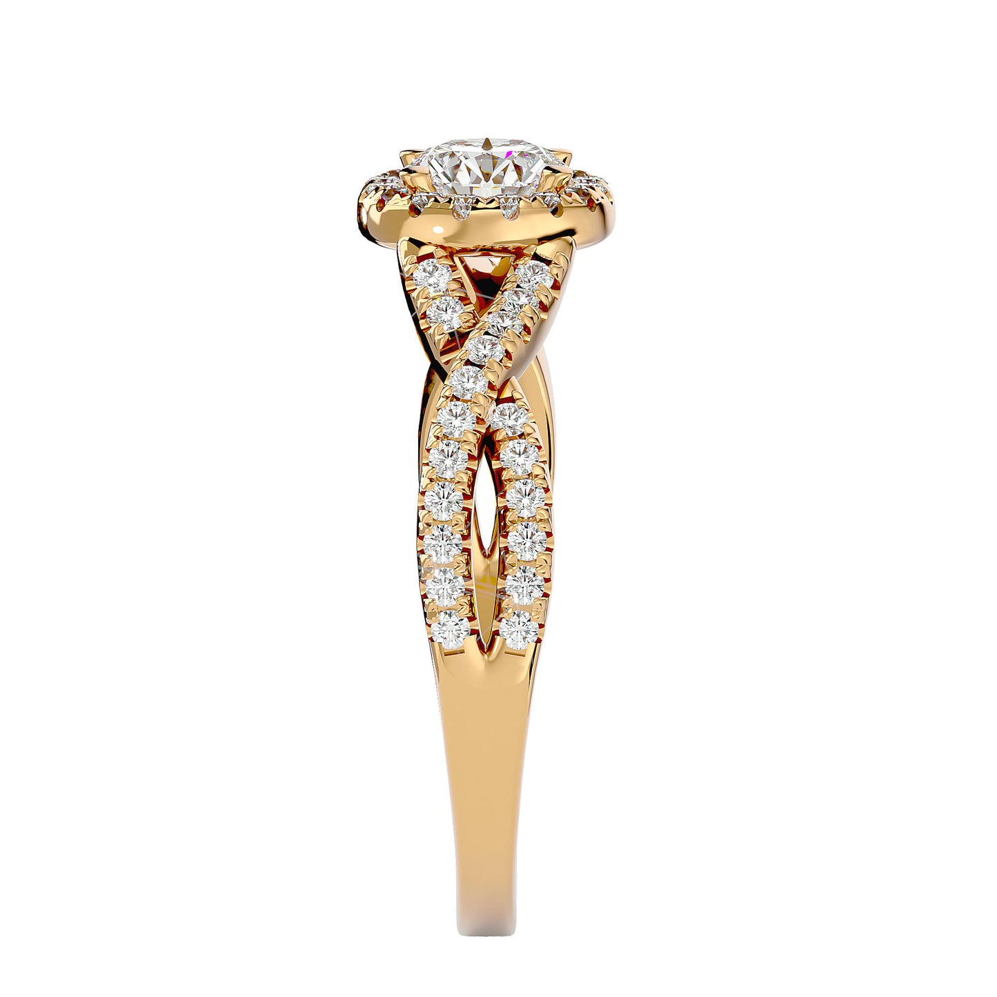 Sky criss cross diamond engagement ring