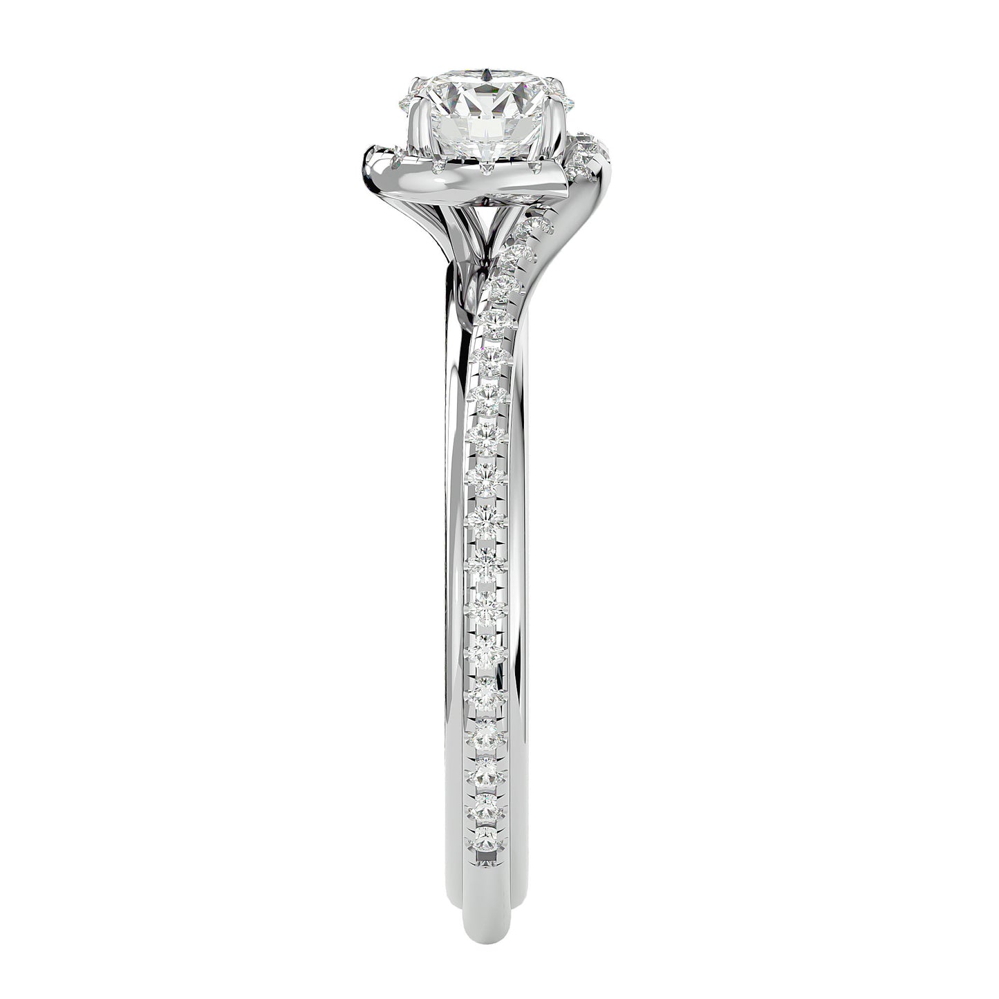 Brigitte spiral bypass diamond engagement ring