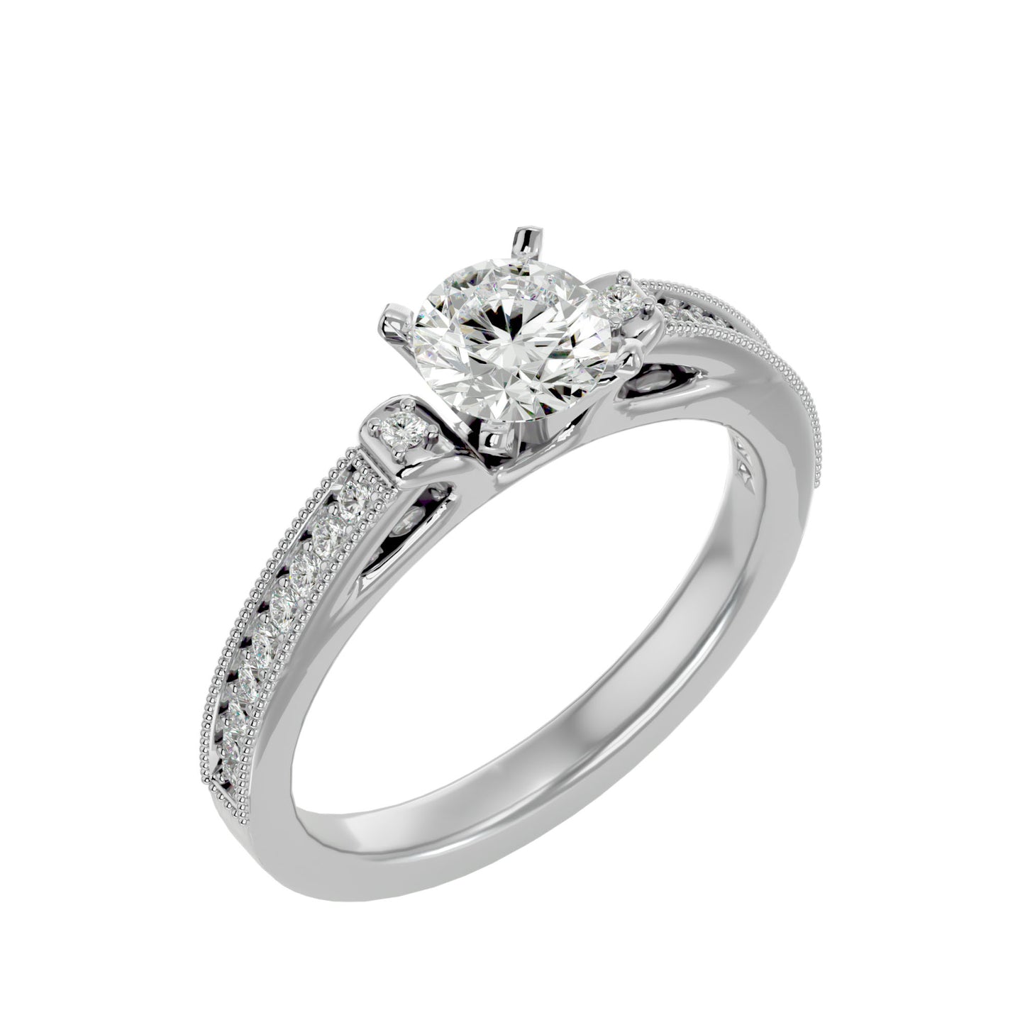Dione side stone diamond engagement ring