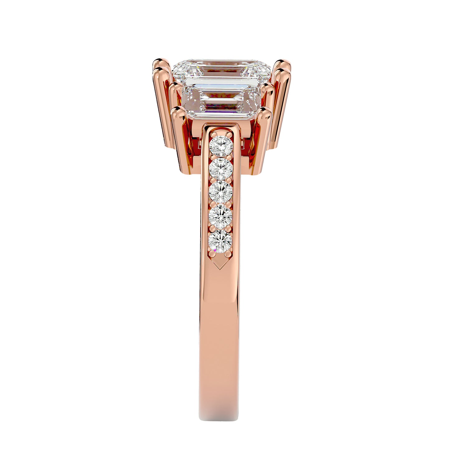 Alara side emerald diamond engagement ring