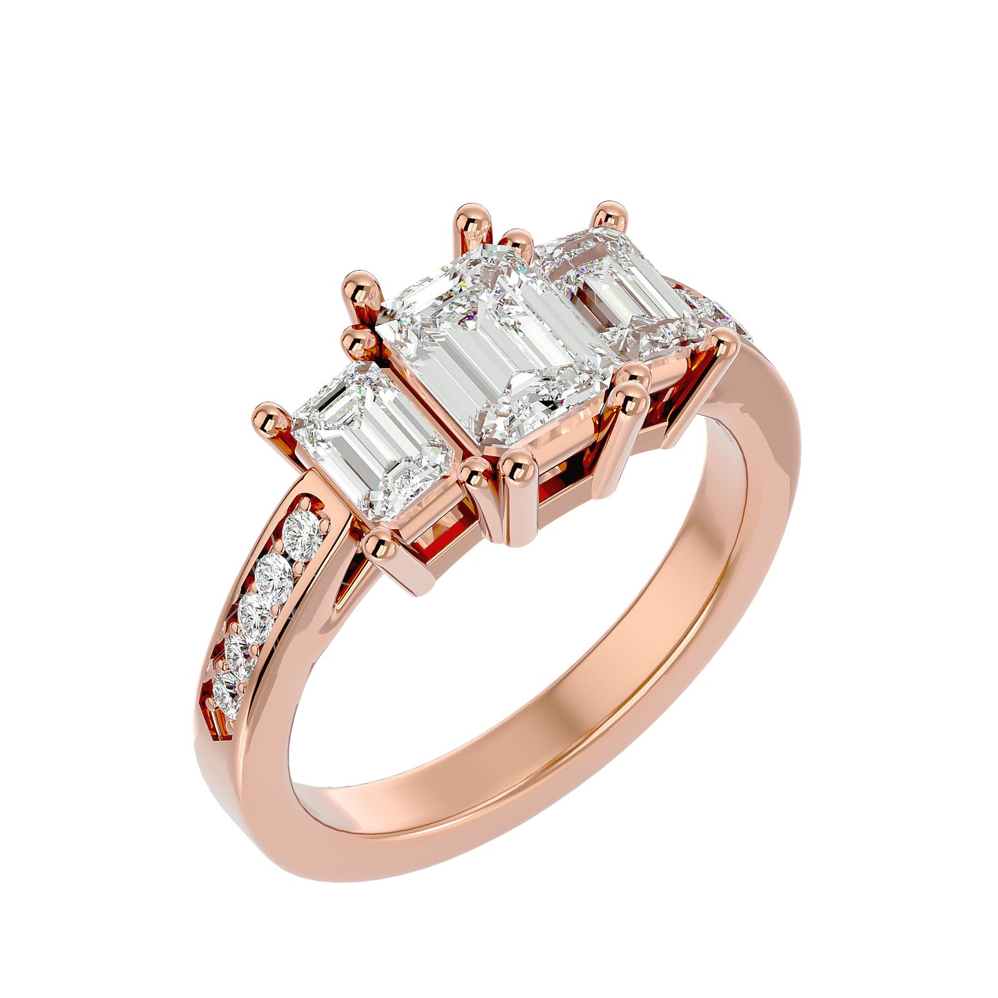 Alara side emerald diamond engagement ring