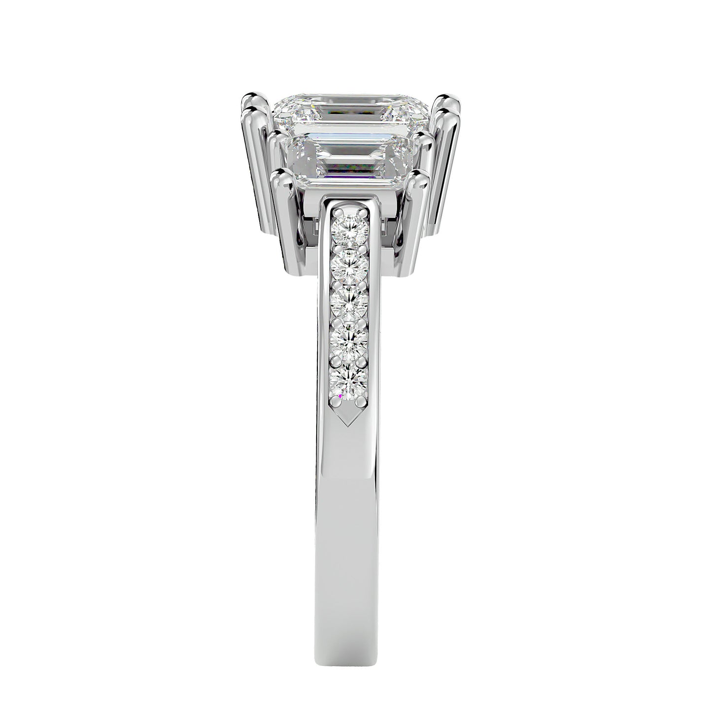 Alara side emerald diamond engagement ring