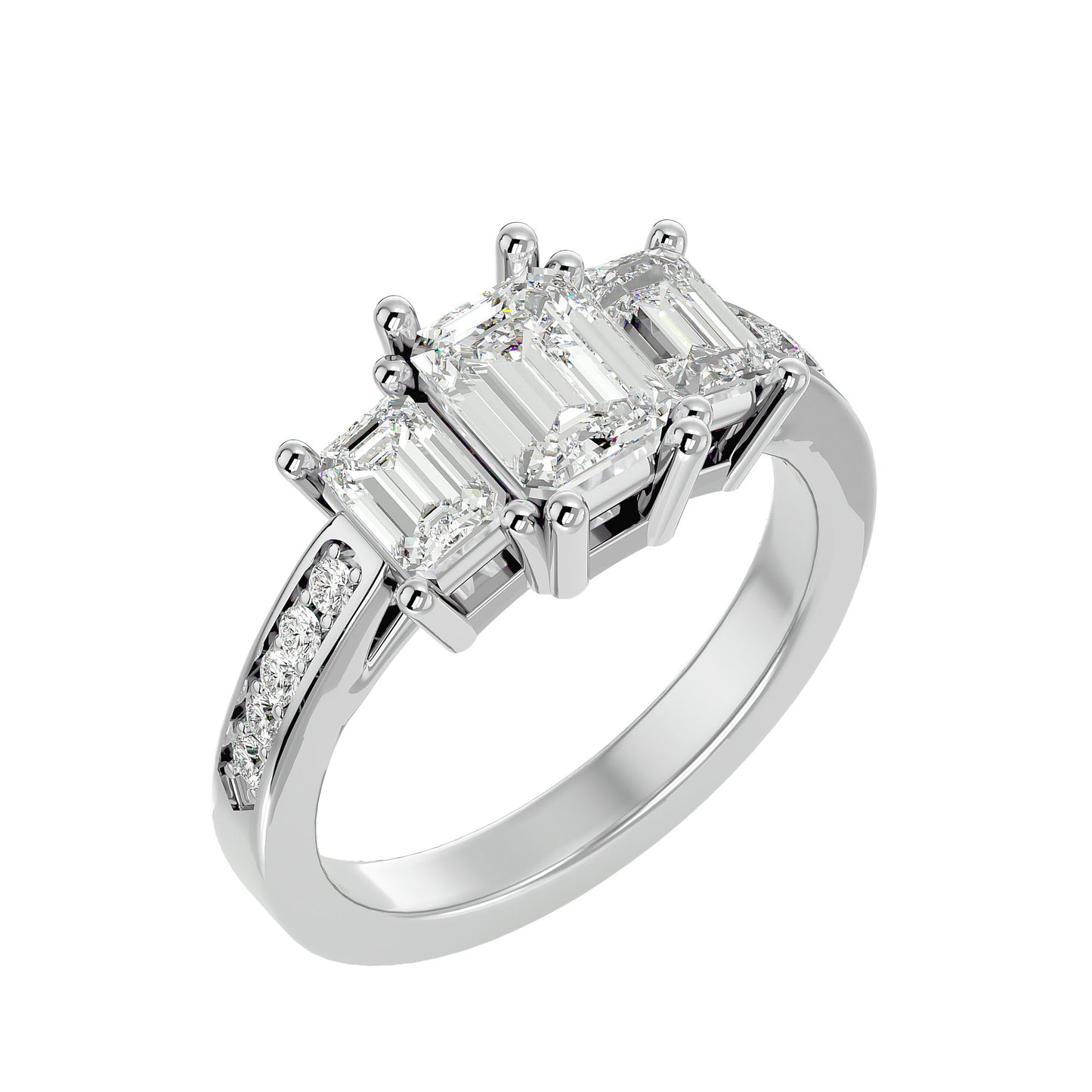 Alara side emerald diamond engagement ring