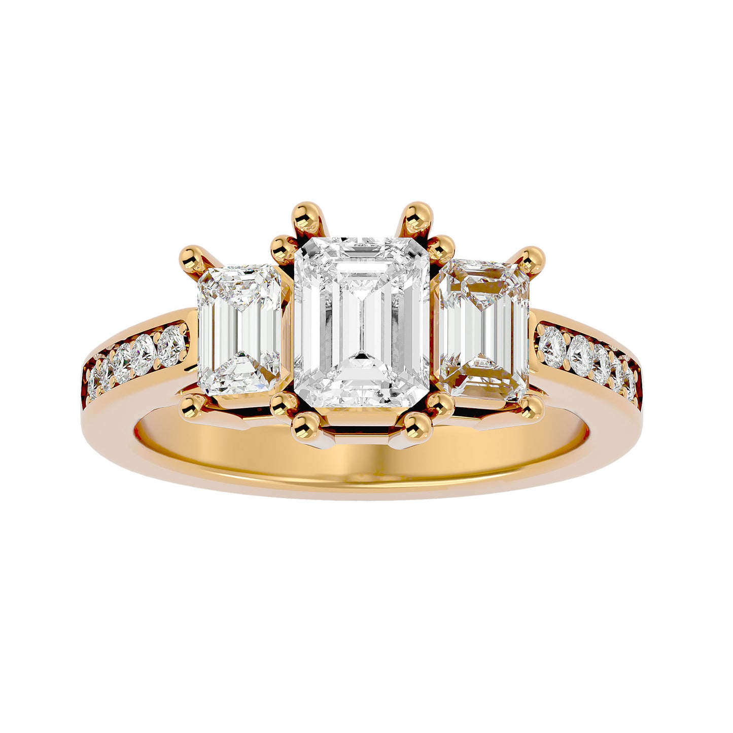 Alara side emerald diamond engagement ring