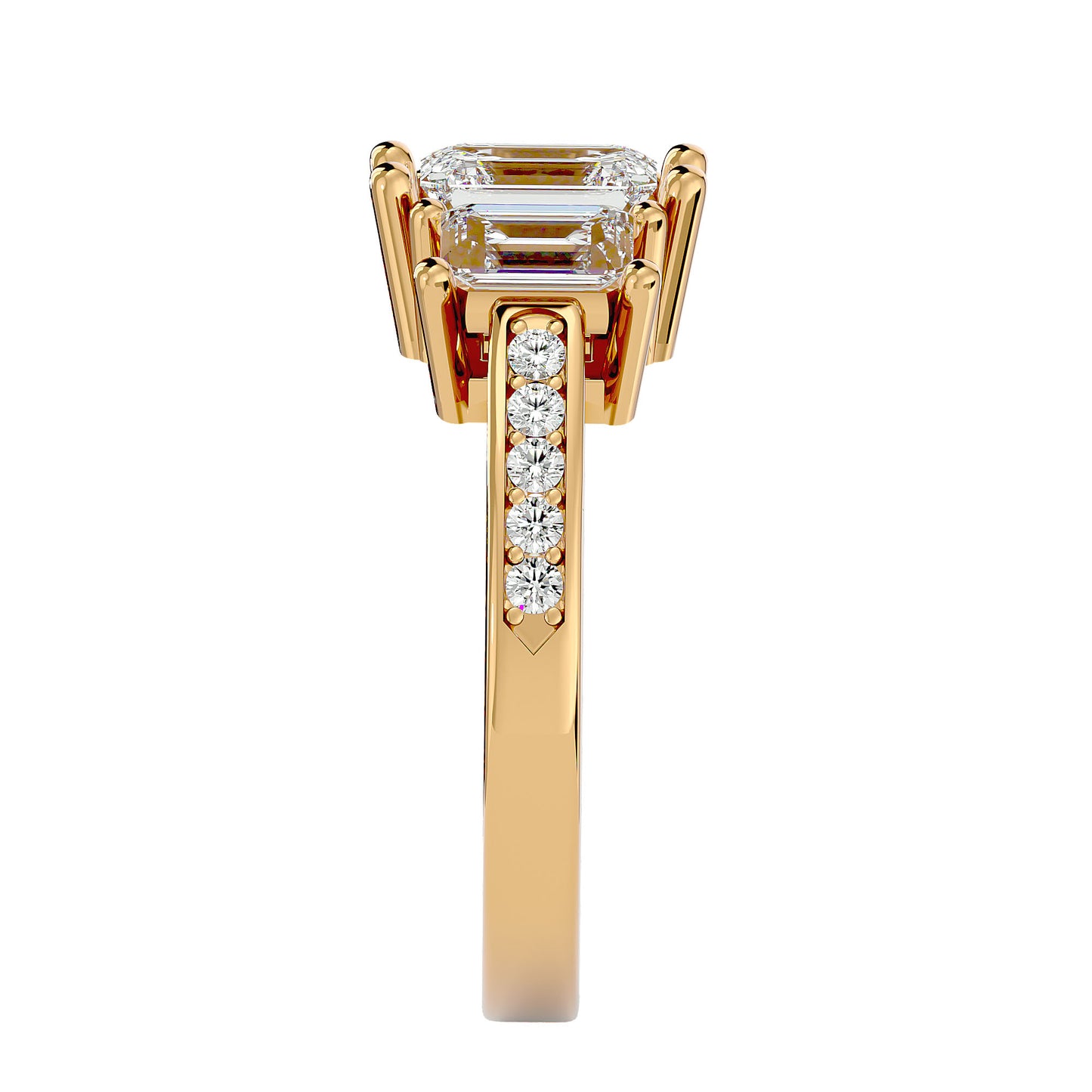 Alara side emerald diamond engagement ring