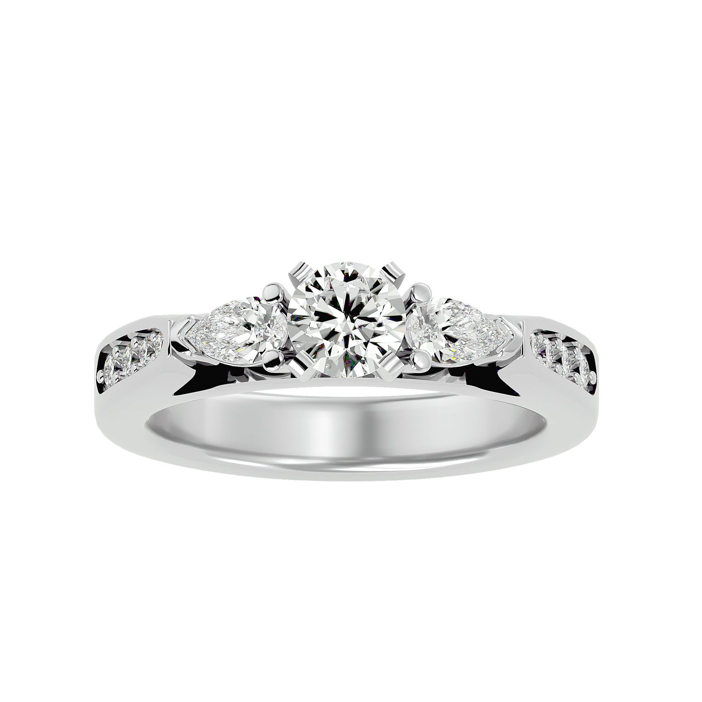 Fenna side pear diamond engagement ring