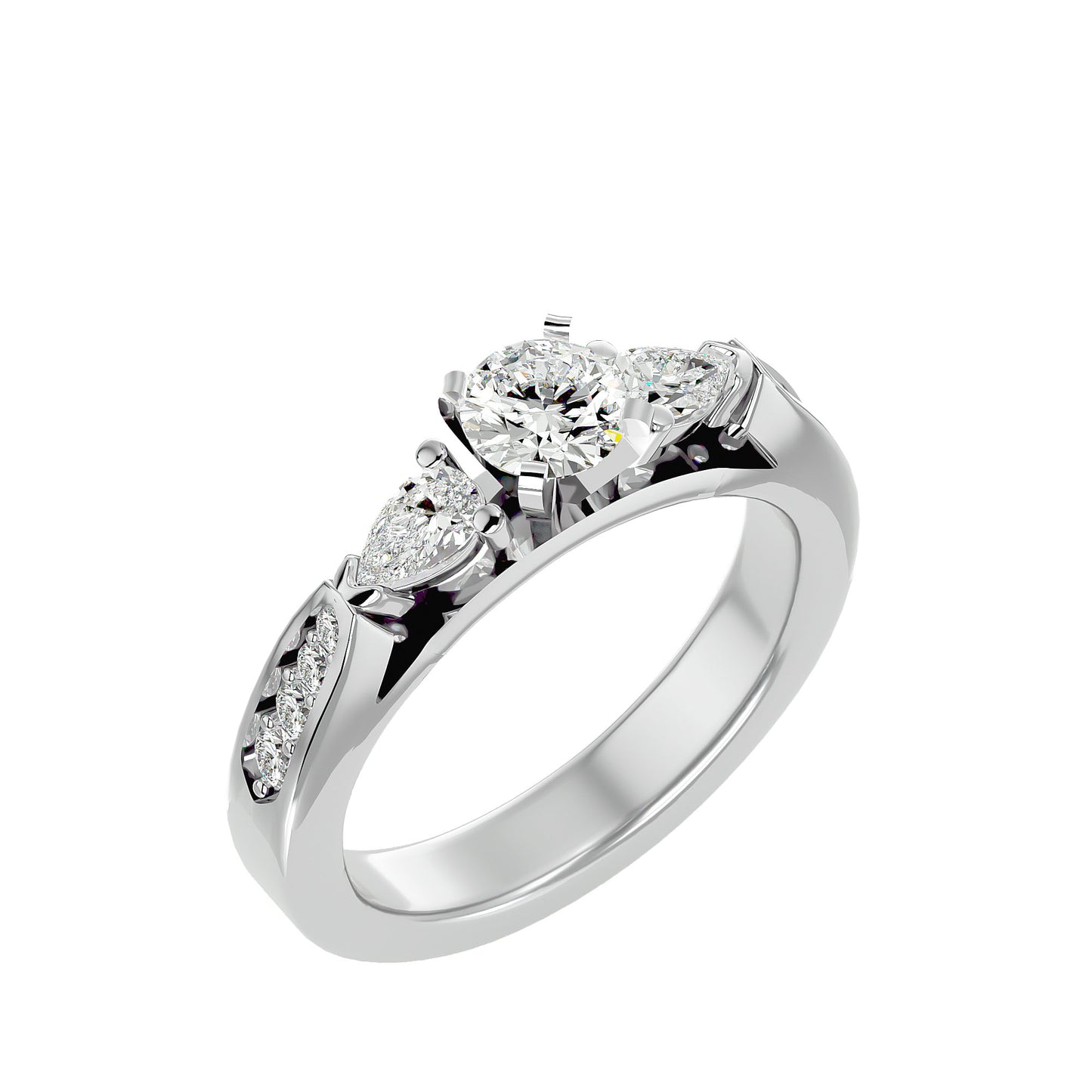 Fenna side pear diamond engagement ring