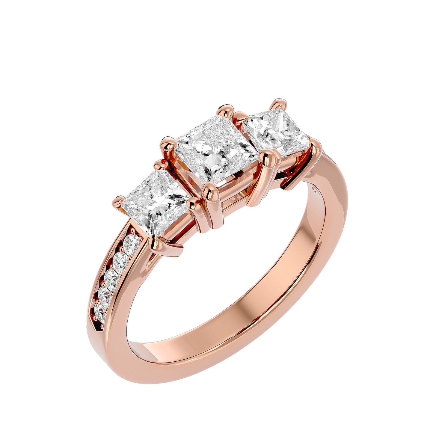 Lotte side princess diamond engagement ring