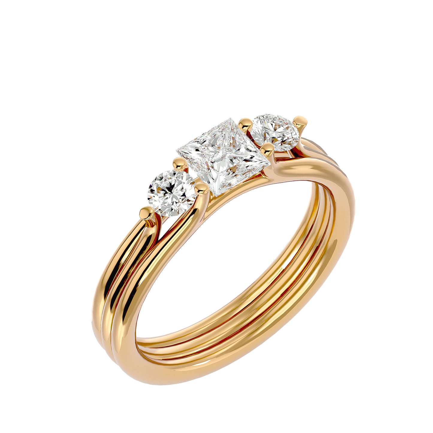 Noor side round diamond engagement ring