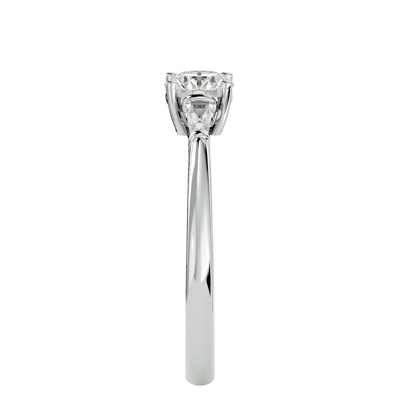 Alessandra side tapper diamond engagement ring