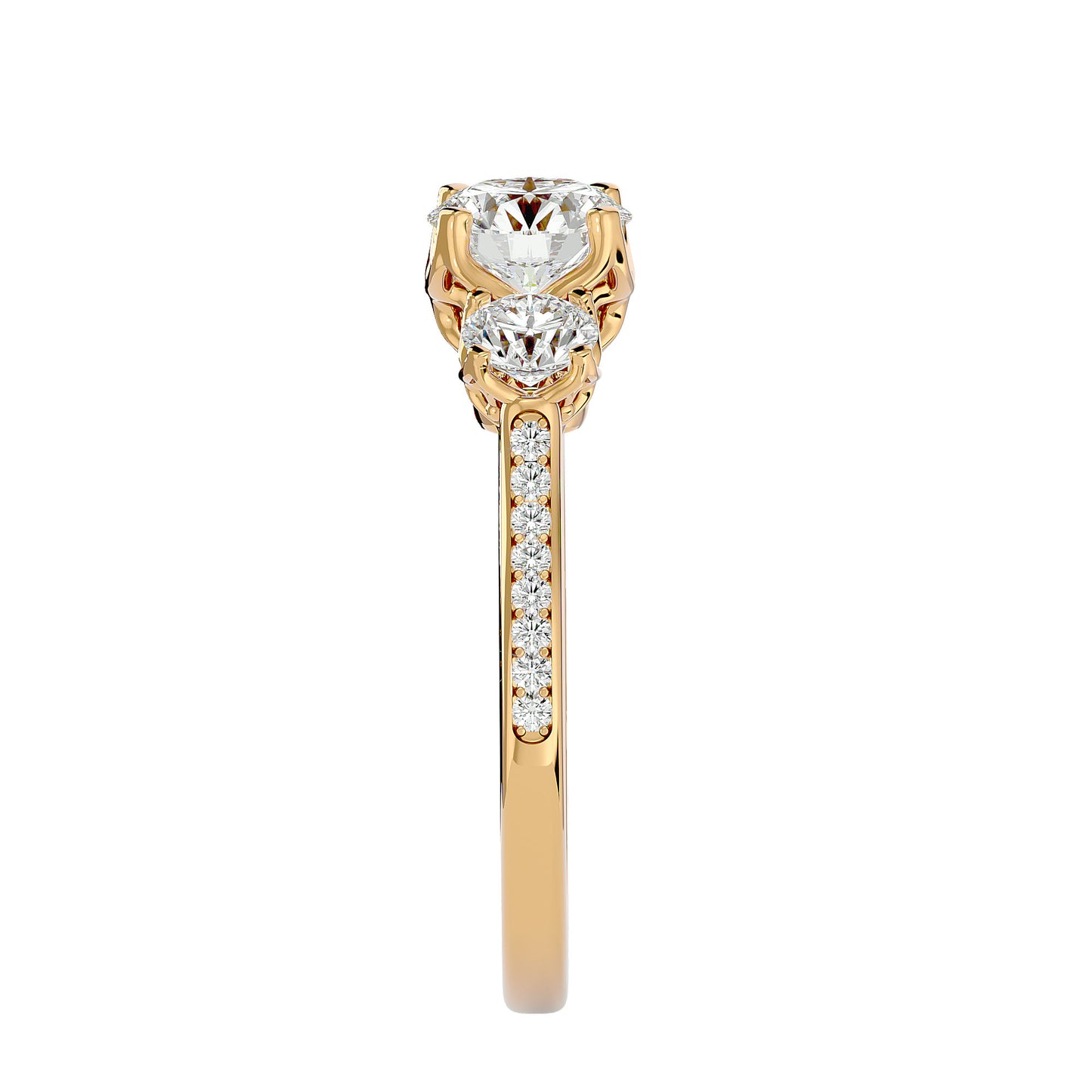 Poppy side round diamond engagement ring