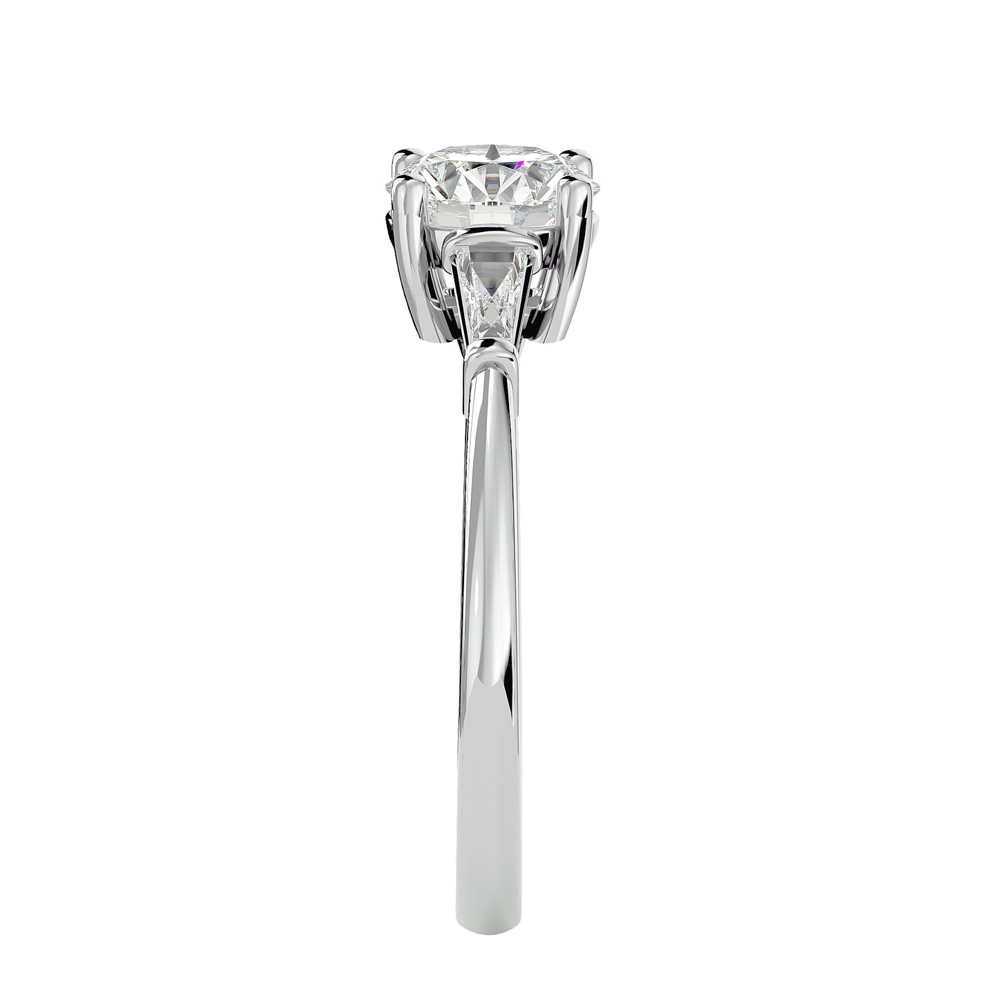 Lorenza side tapper diamond engagement ring