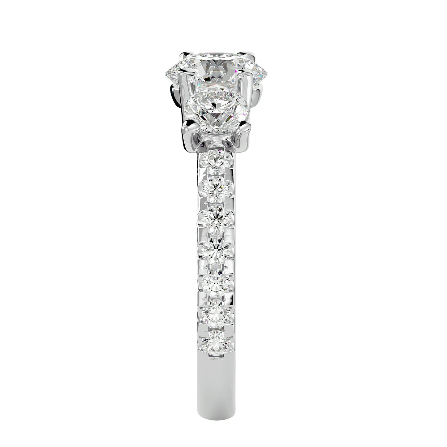 Vittoria side round diamond engagement ring