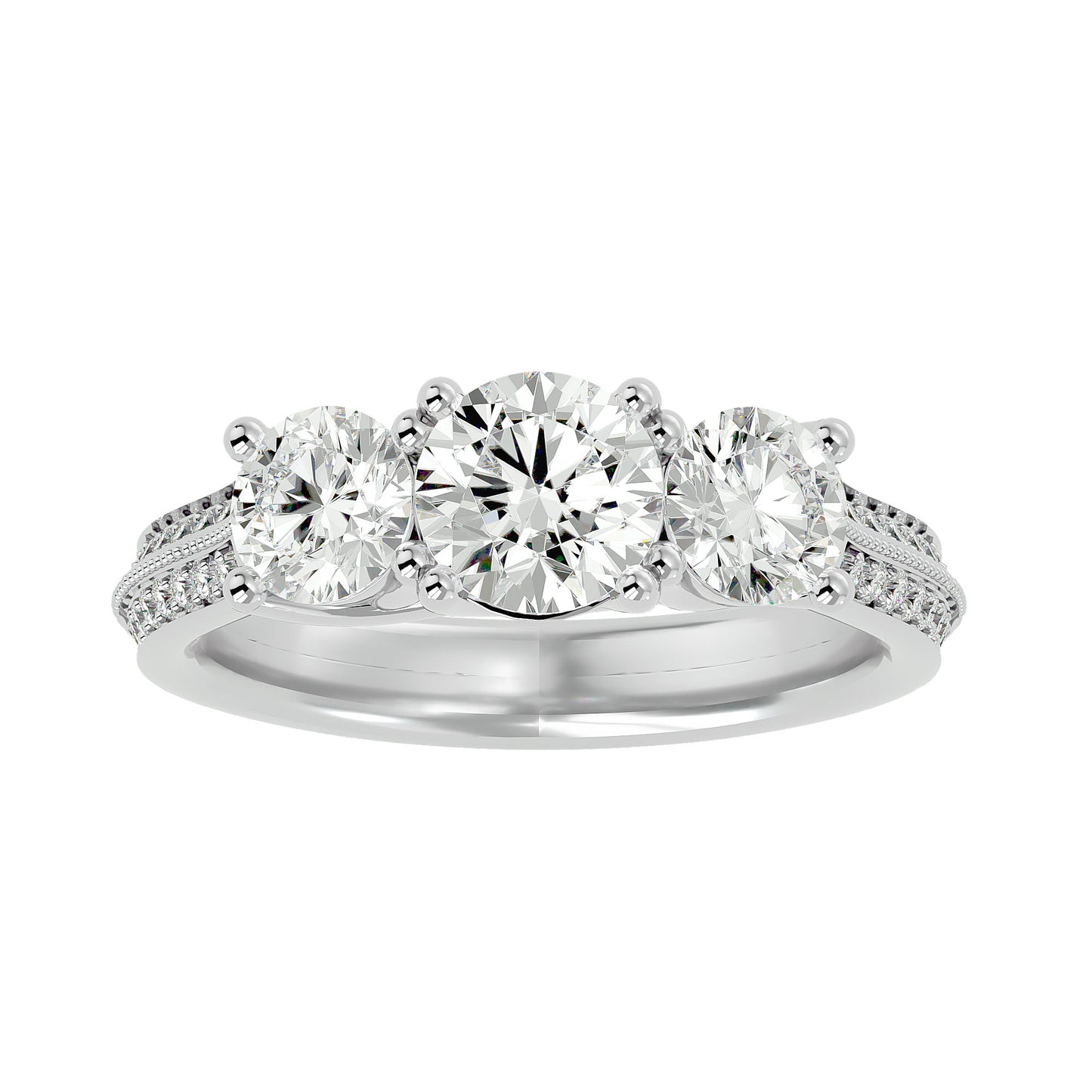 Veronica side round diamond engagement ring