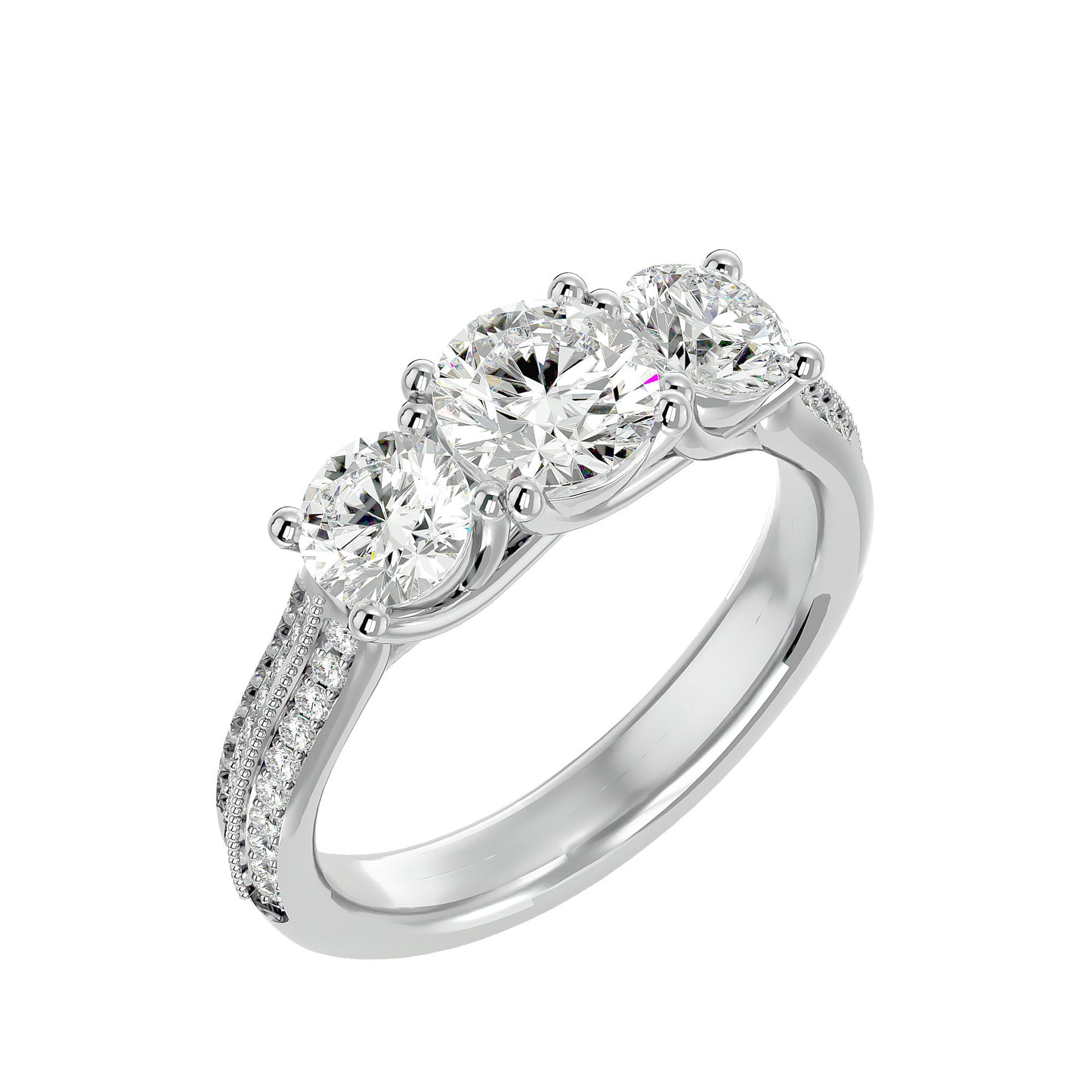 Veronica side round diamond engagement ring
