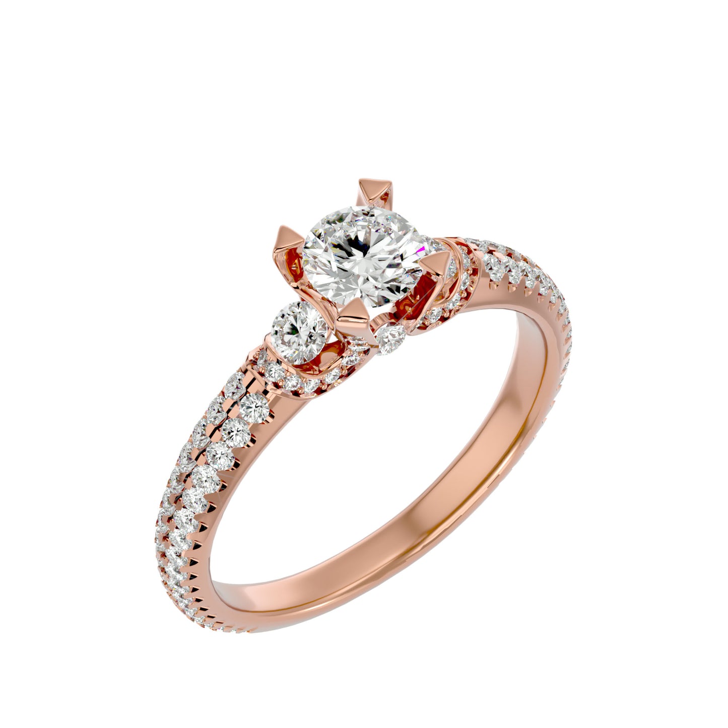 Cornelia side round diamond engagement ring