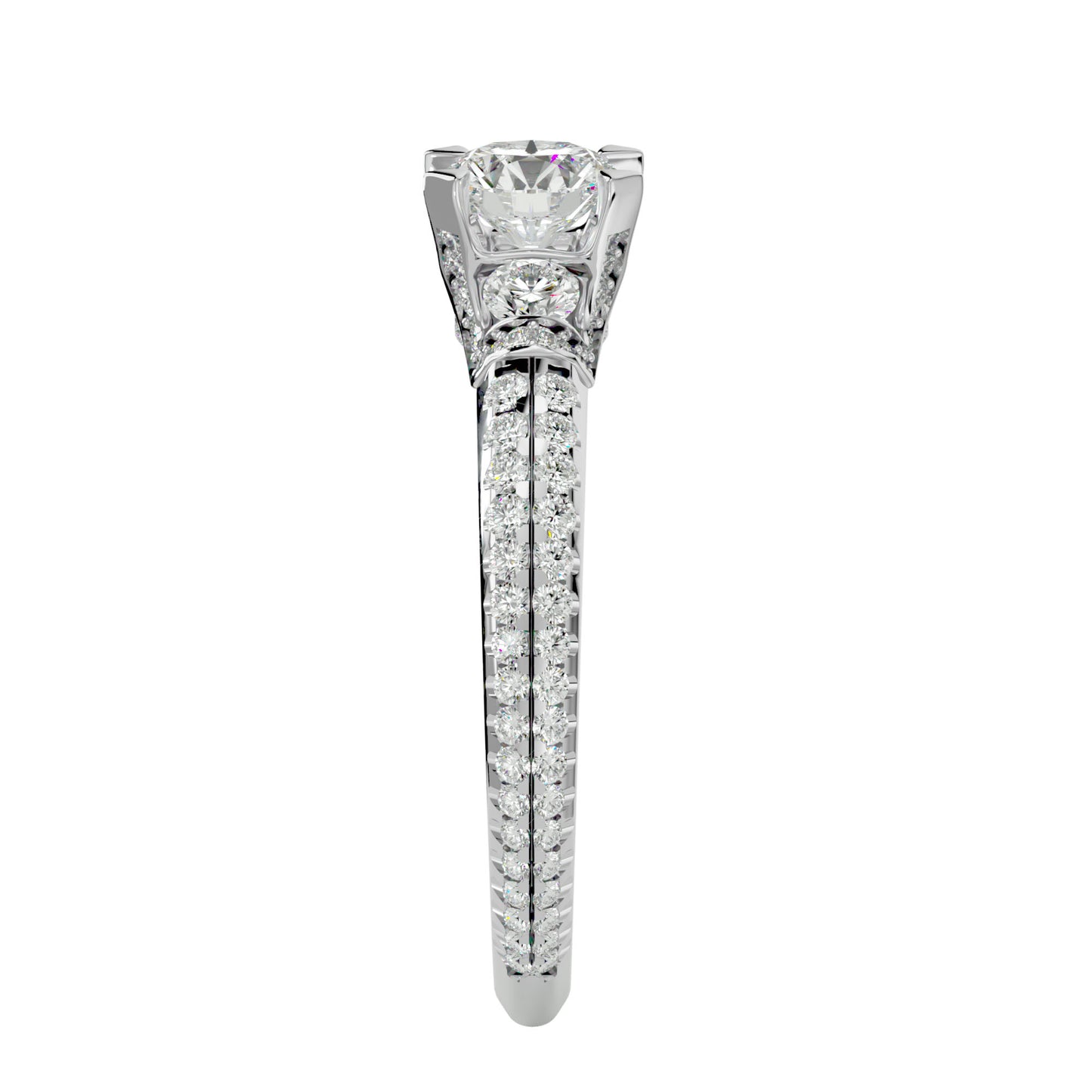 Cornelia side round diamond engagement ring