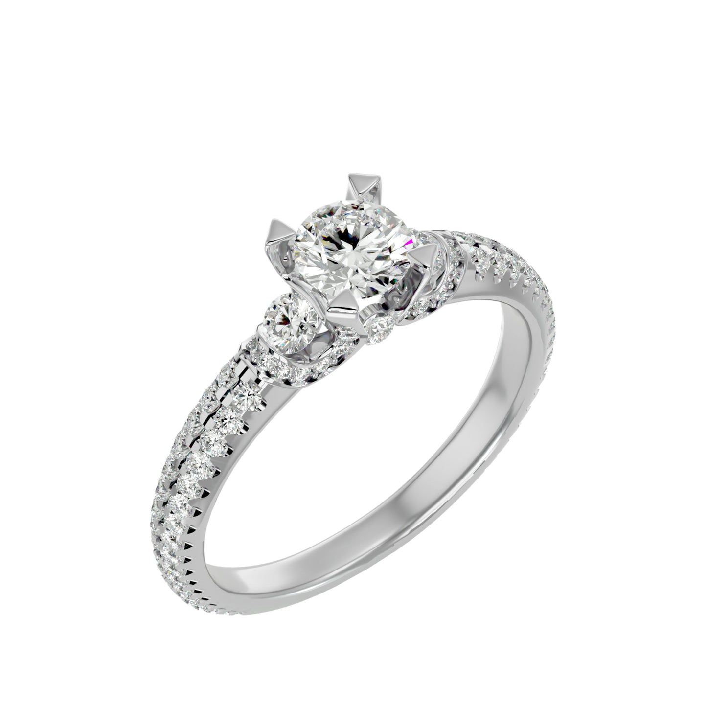 Cornelia side round diamond engagement ring