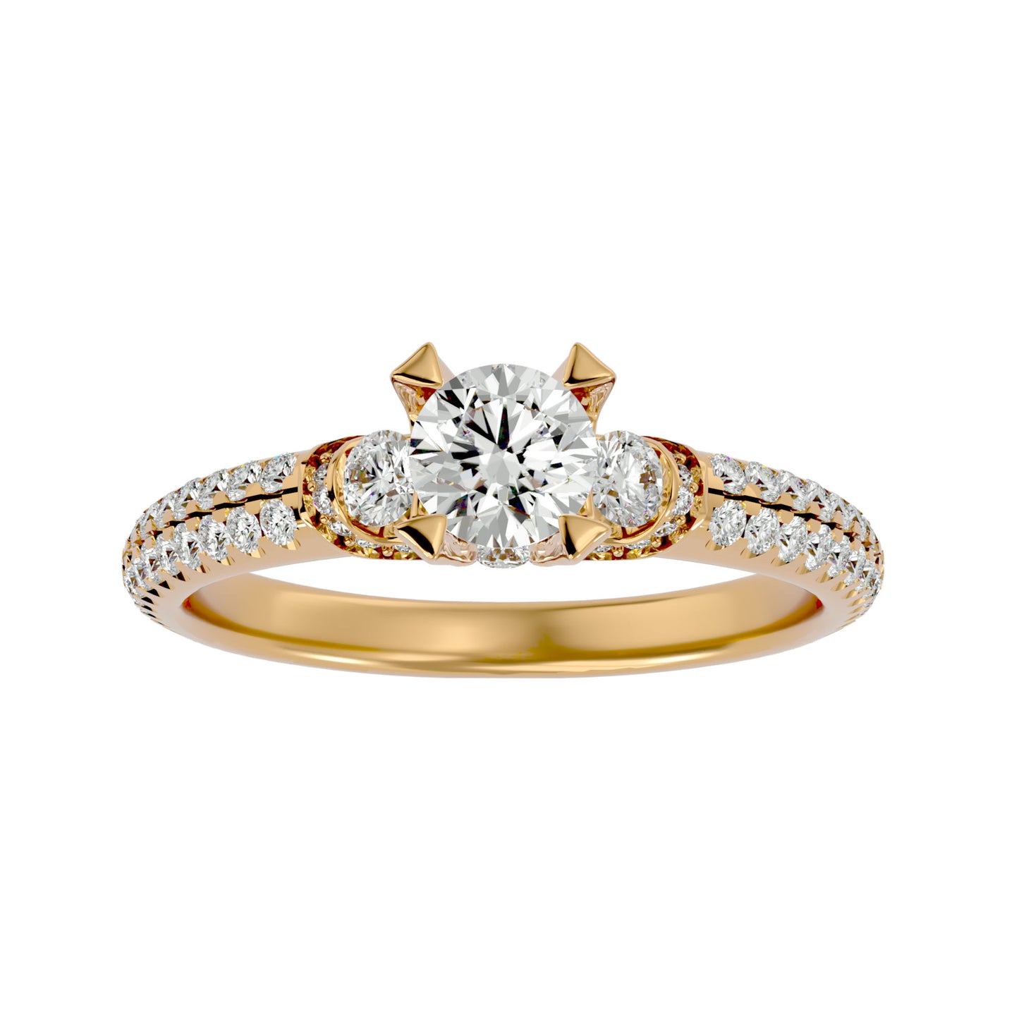 Cornelia side round diamond engagement ring