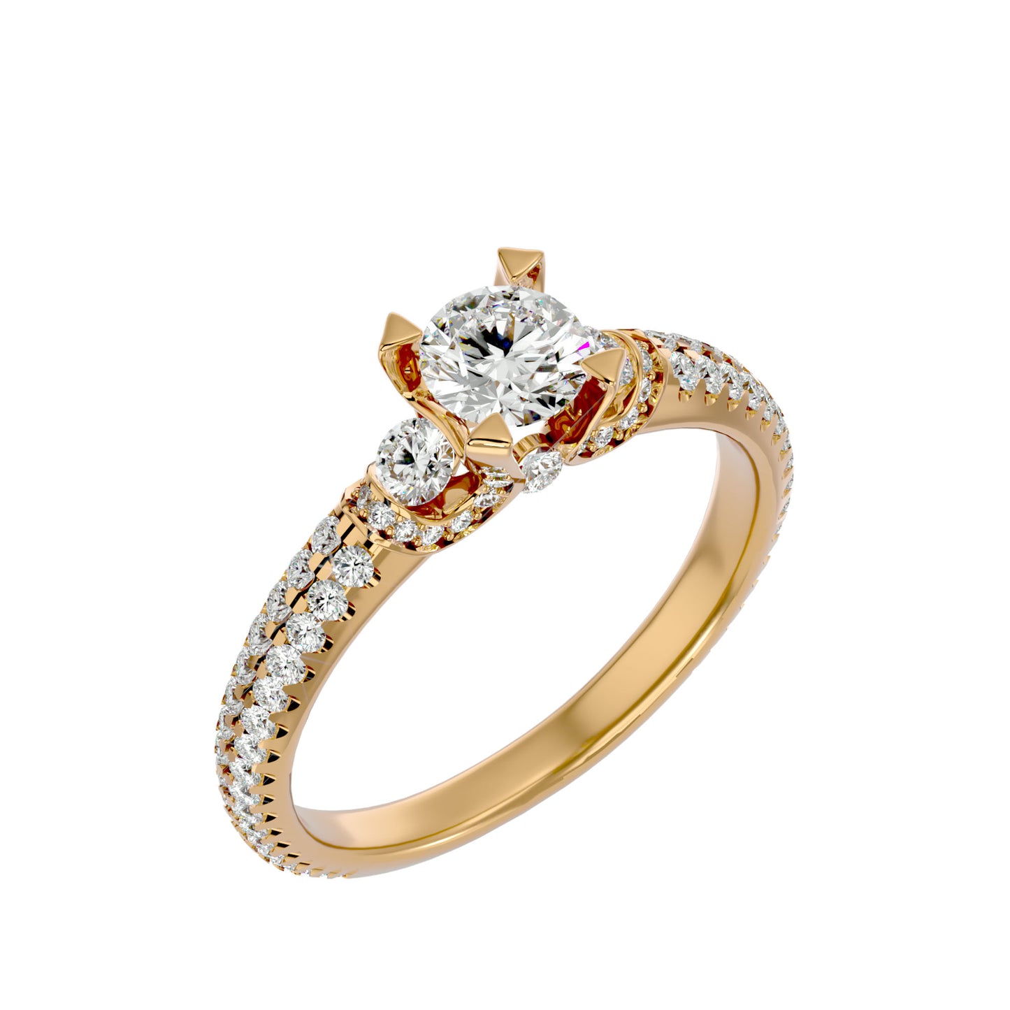Cornelia side round diamond engagement ring
