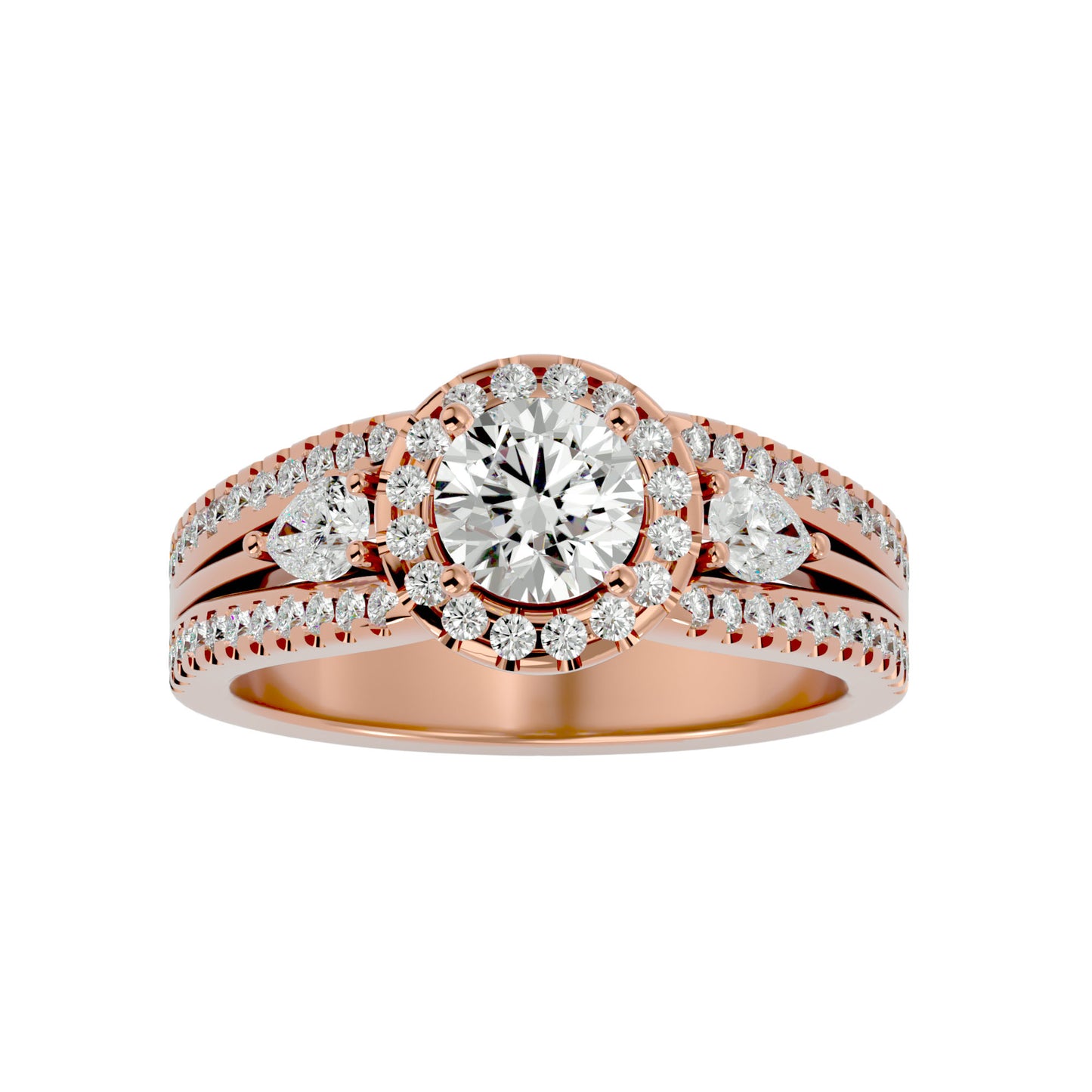Xia three stone diamond engagement ring