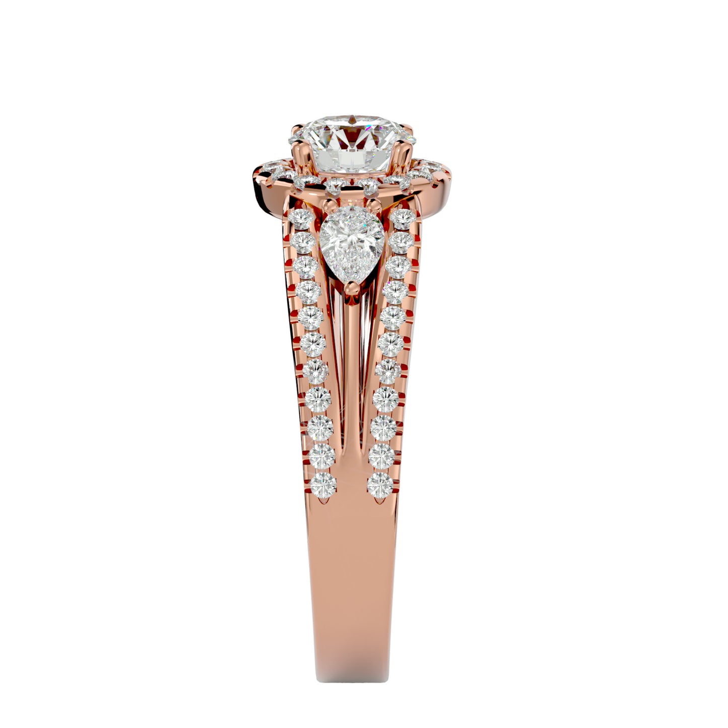 Xia three stone diamond engagement ring