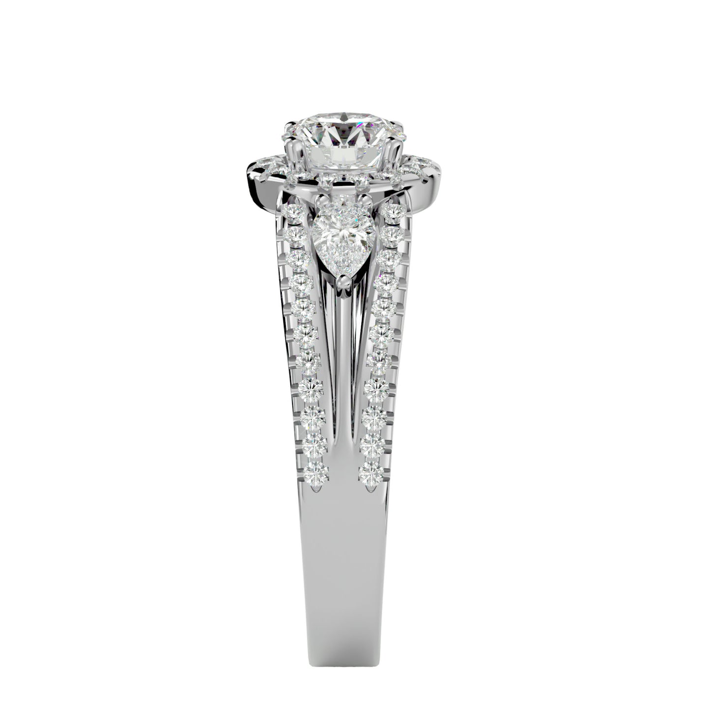 Xia three stone diamond engagement ring