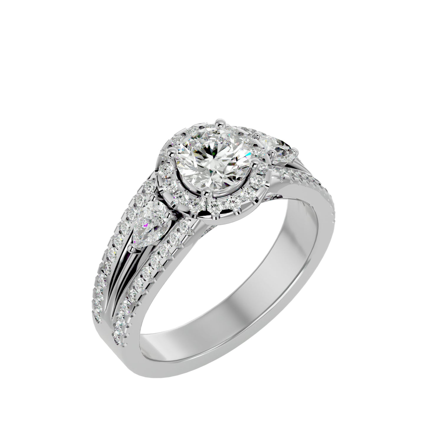 Xia three stone diamond engagement ring