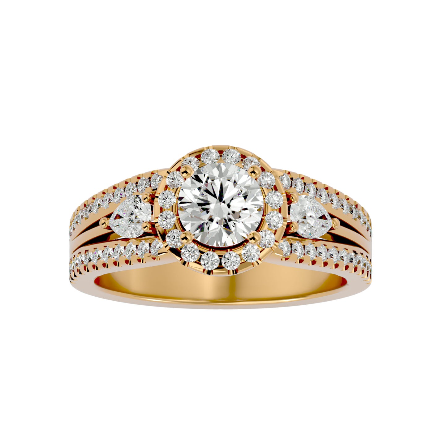 Xia three stone diamond engagement ring