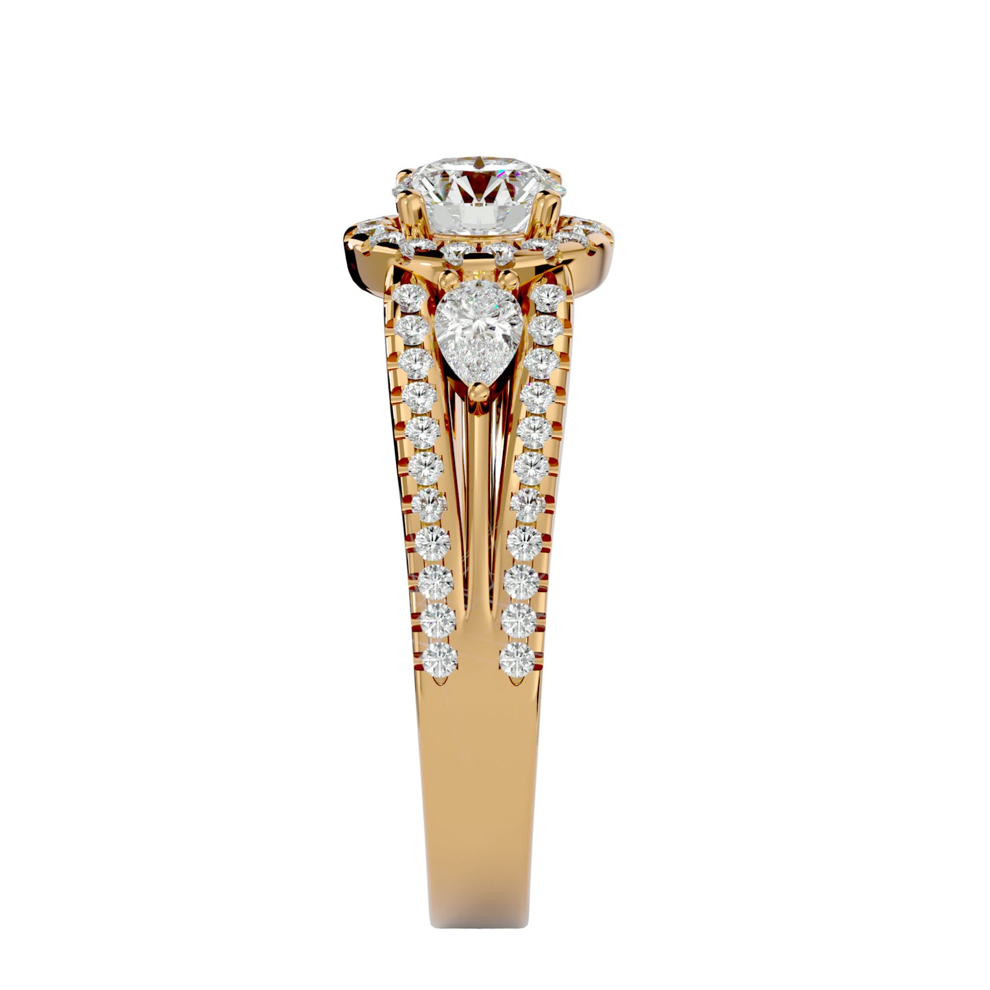 Xia three stone diamond engagement ring