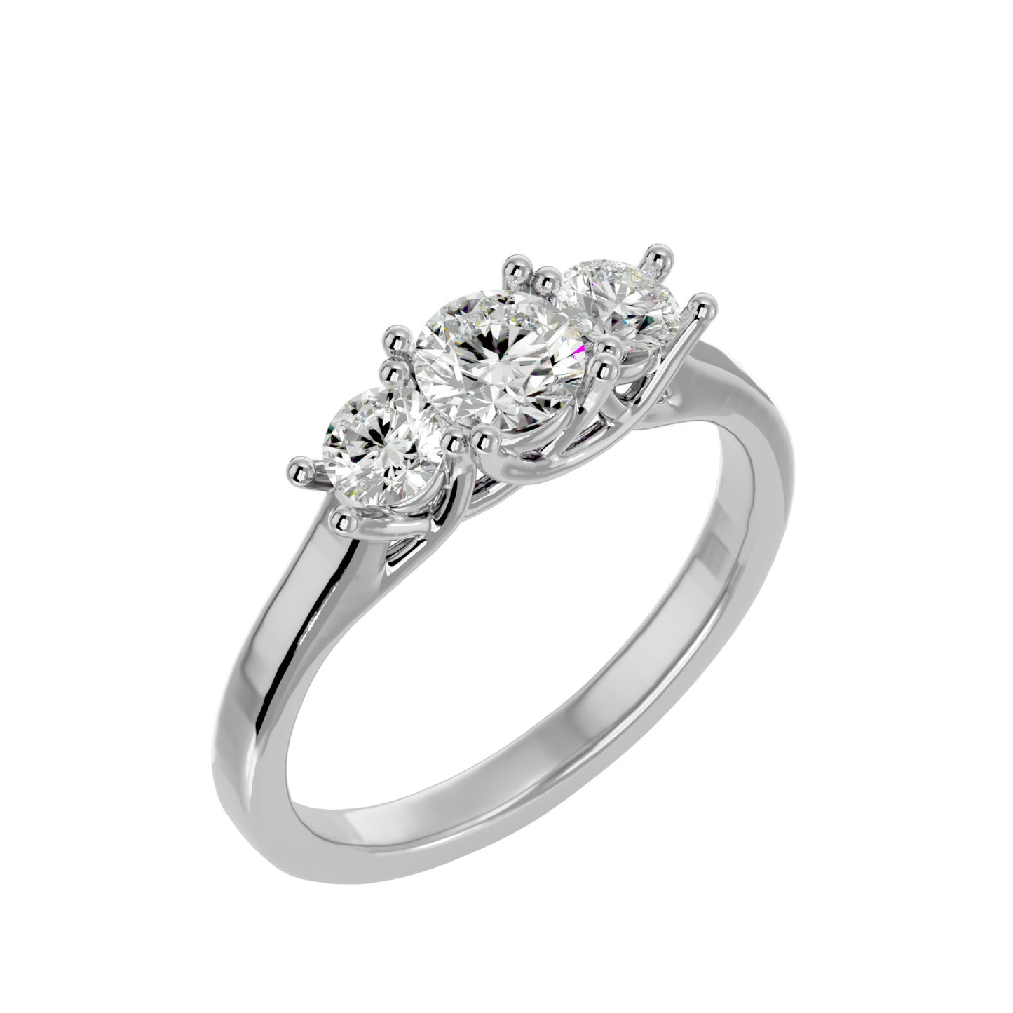 Fang side round diamond engagement ring