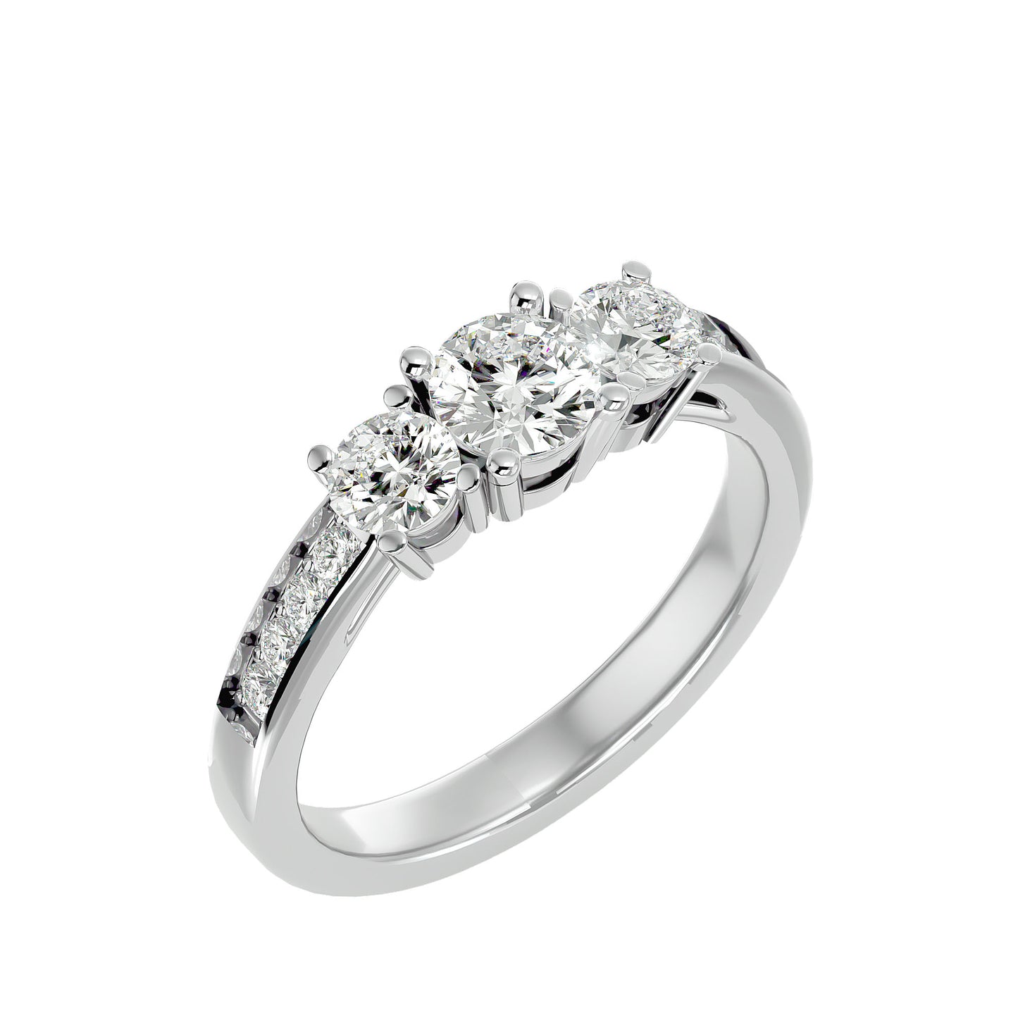 Marjolein side round diamond engagement ring