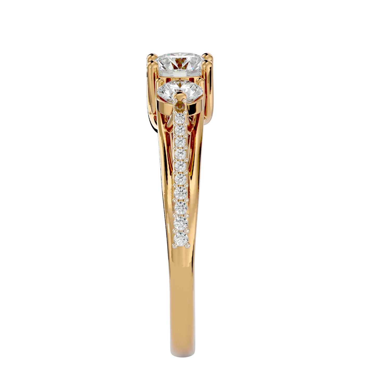Yuan three stone diamond engagement ring
