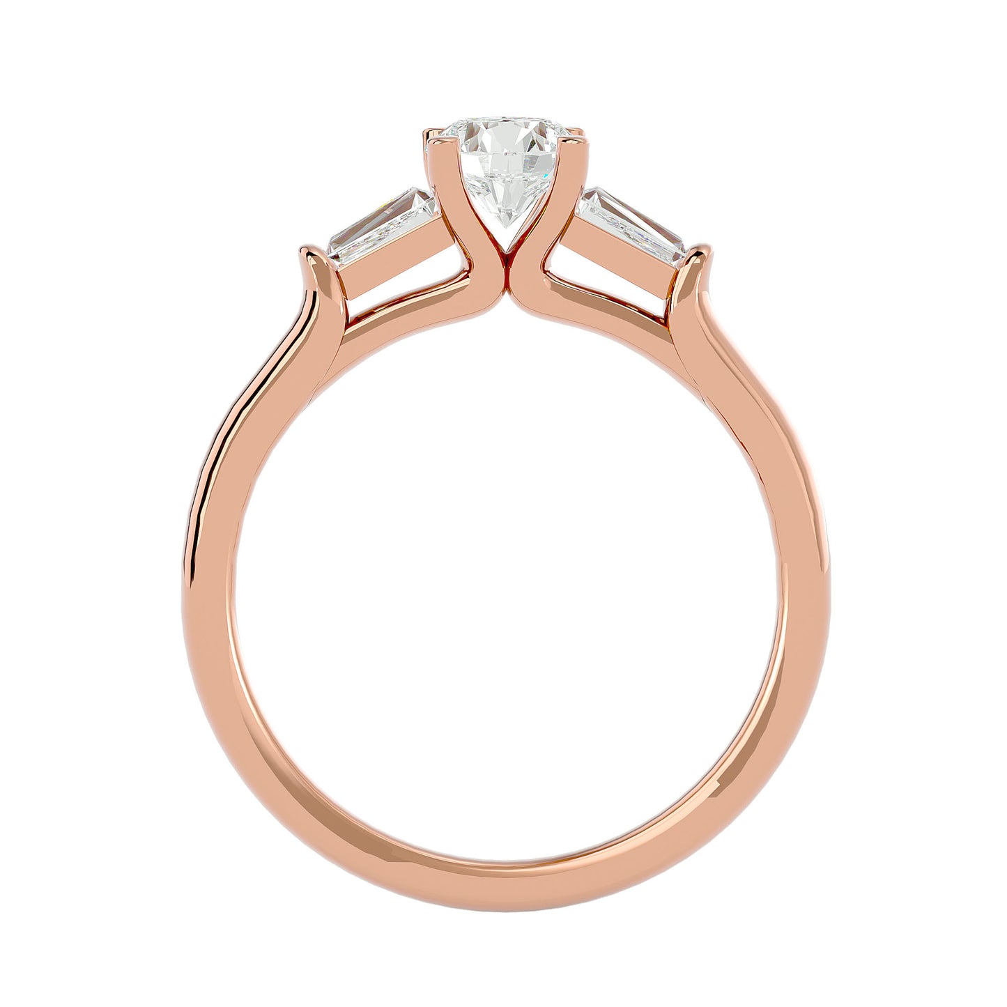 Trang side taper diamond engagement ring