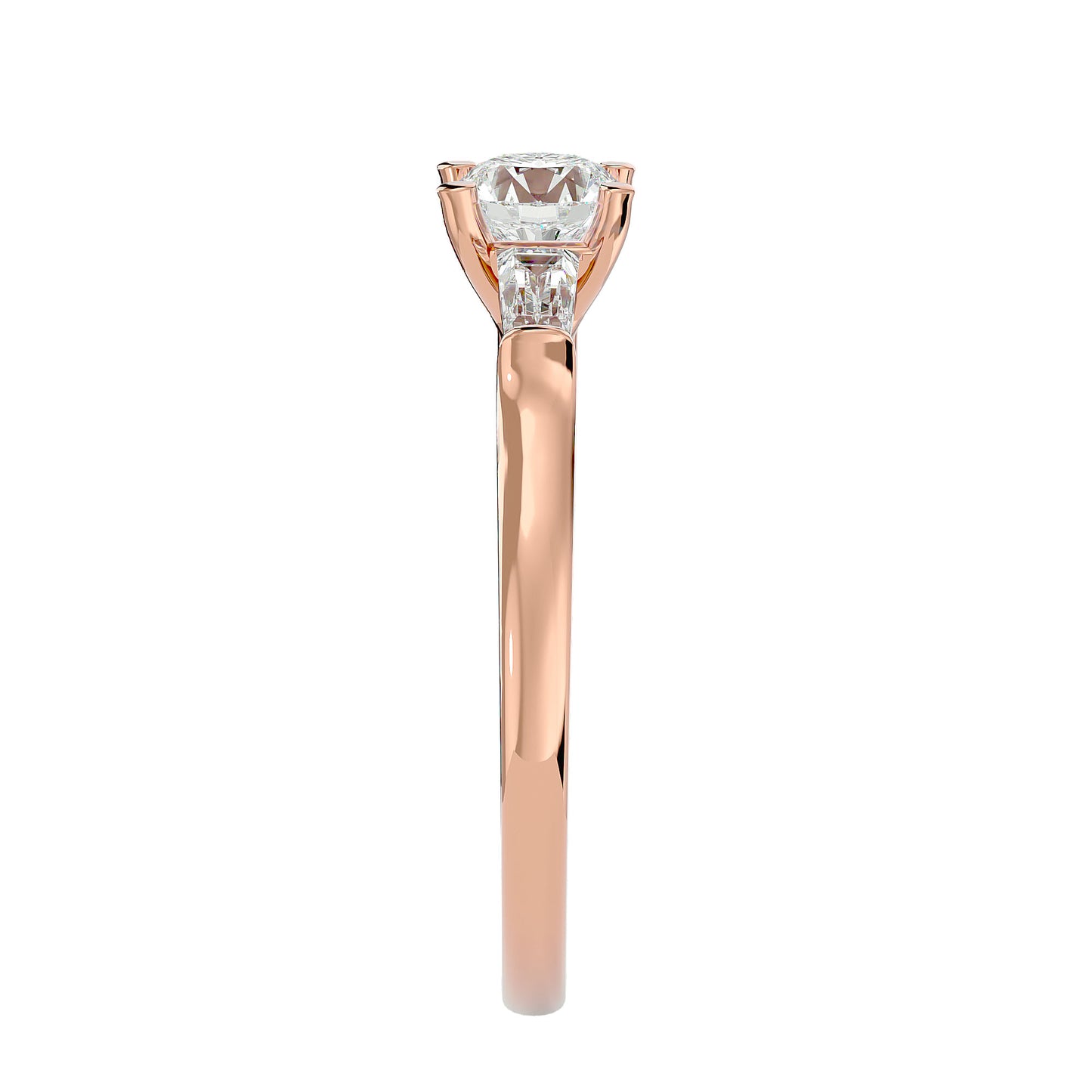 Trang side taper diamond engagement ring