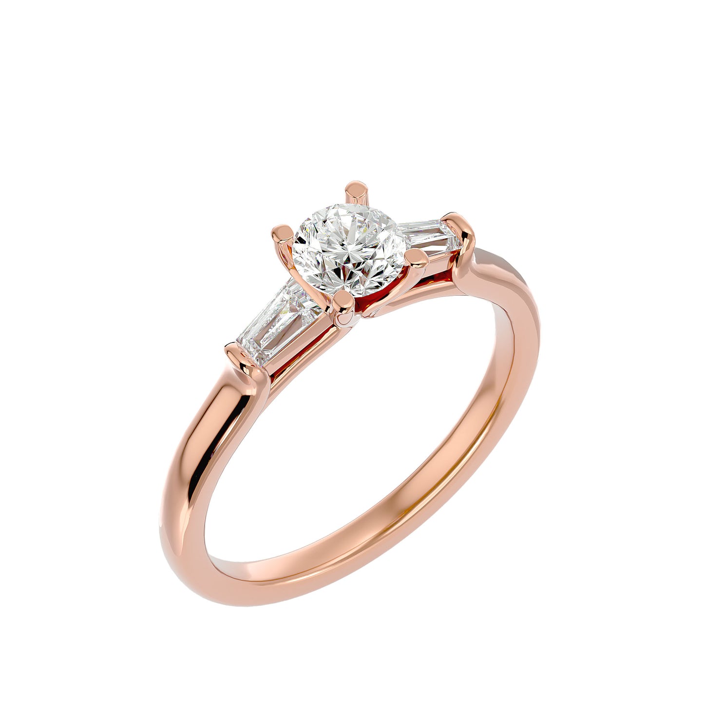Trang side taper diamond engagement ring