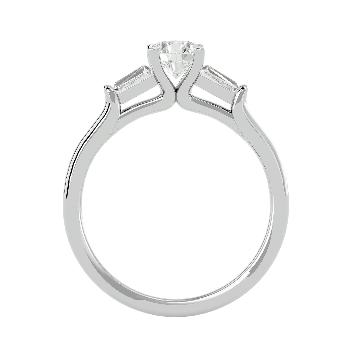 Trang side taper diamond engagement ring