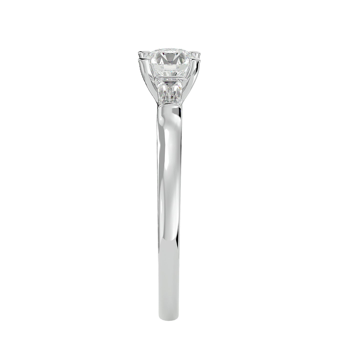 Trang side taper diamond engagement ring