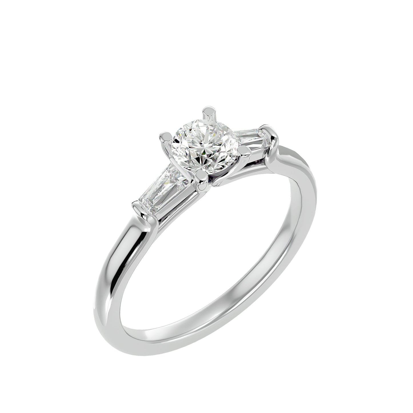 Trang side taper diamond engagement ring