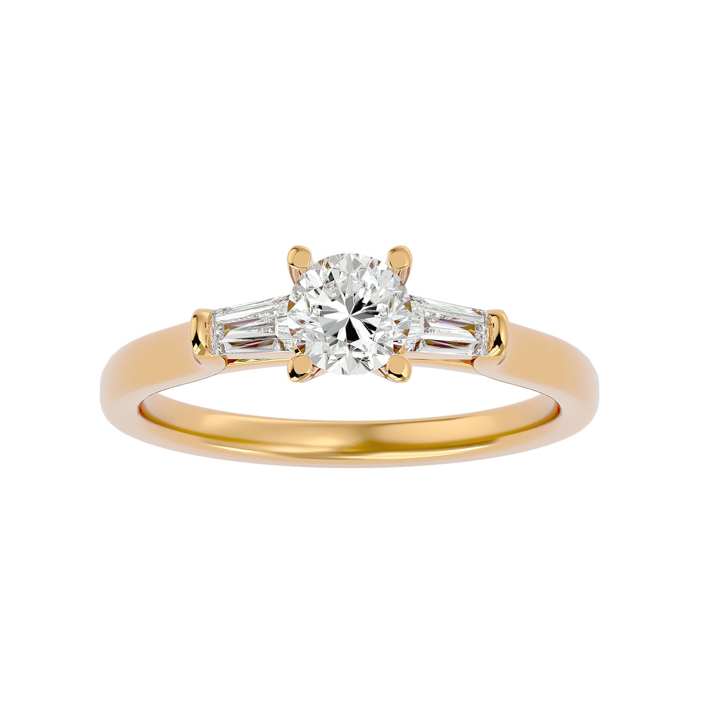 Trang side taper diamond engagement ring