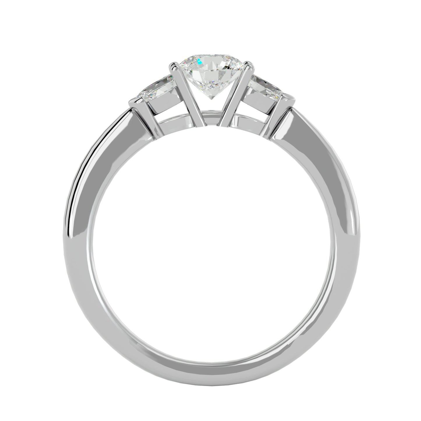 Mei side pear diamond engagement ring